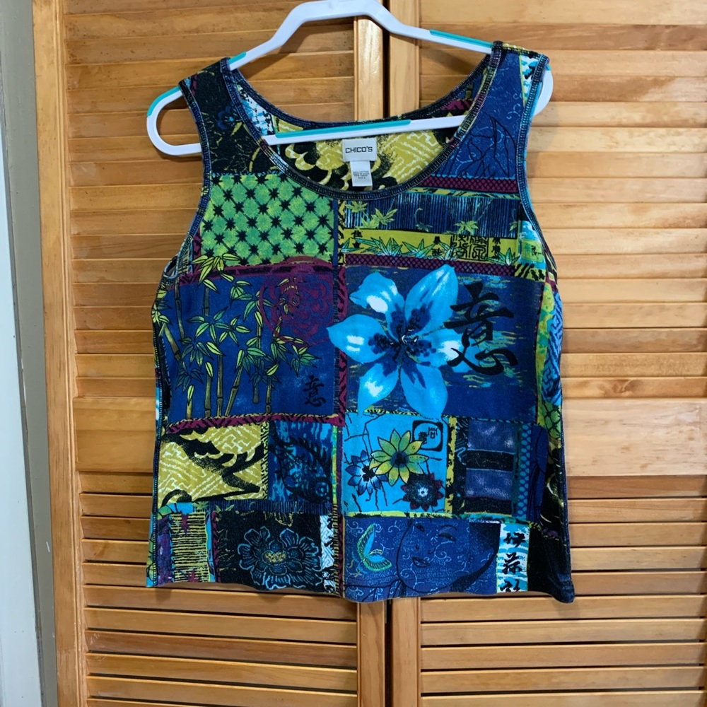Chicos multi-color vintage large tank top. 100% cotton.